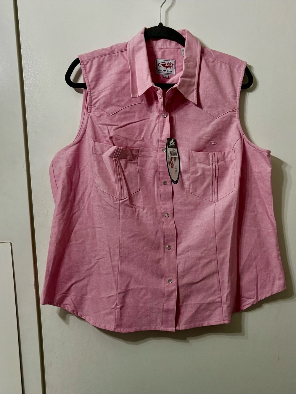 Roper Pink Sleeveless Western Button-Down Shirt